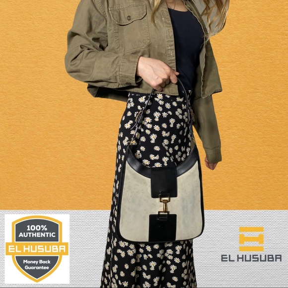 Gucci Handbags - Gucci shoulder bag suede leather gray black